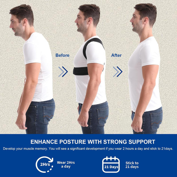 Paskyee Posture Corrector for Women and Men, Adjustable Back Brace for Neck, Shoulder, and Upper Back Pain Relief, Back Straightener for Clavicle
