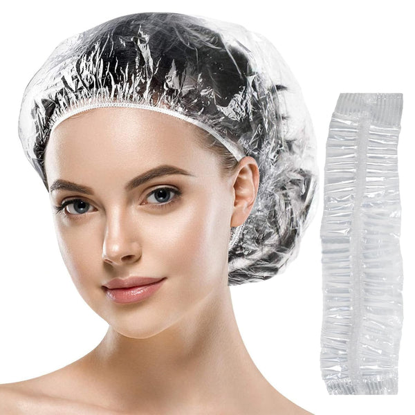 2026 Spring Women's Gifts， Plastic Clear Hair Cap Large Thick Waterproof Bath Caps for Women, Hotel Travel Essentials Accessories Deep