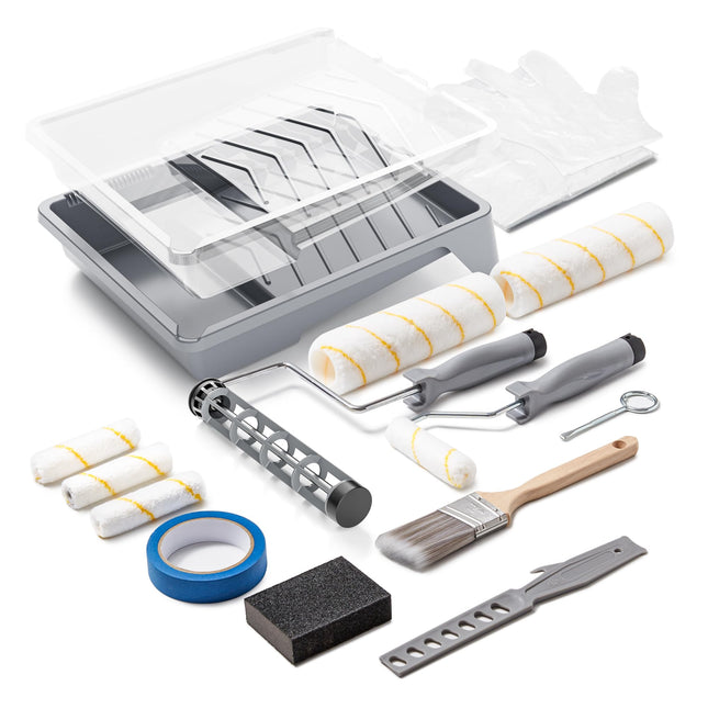 VOOMEY 17 Piece Paint Roller Kit - Paint Rollers 9"4", Paint Roller Frameï¼Paint Trays, Microfiber Roller Cover, Paint 