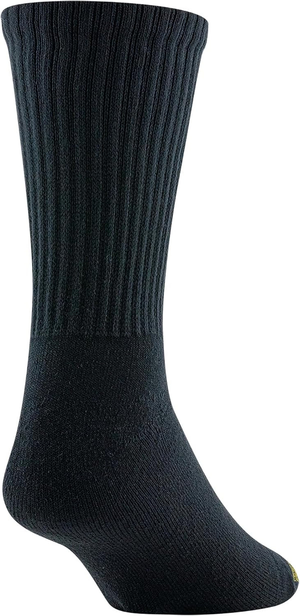GOLDTOE Men's Cotton Blend Athletic Crew Socks, 6-pairs Large Black