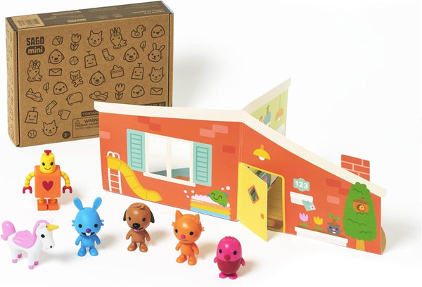 Sago Mini, Figurine Pack with 6 Toy Figures and Folding Playhouse, Kids Toys for Boys & Girls Ages 3 and Up