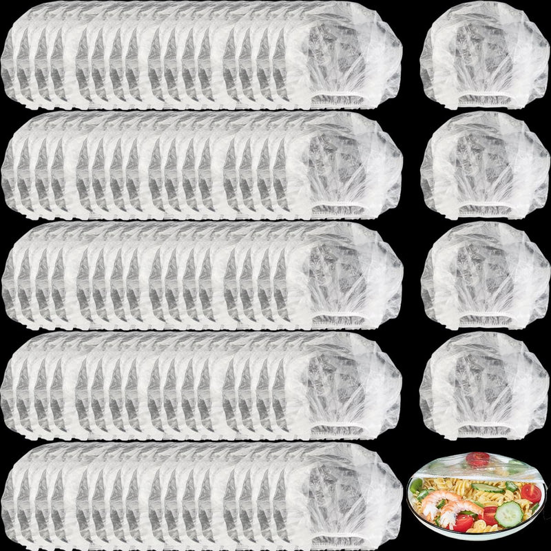 300PCS Plastic Bowl Covers Elastic Disposable Bowl Covers for Food Storage, Stretch Covers for Bowls, Fresh Keeping Bags Stretch Lids Kitchen Wrap