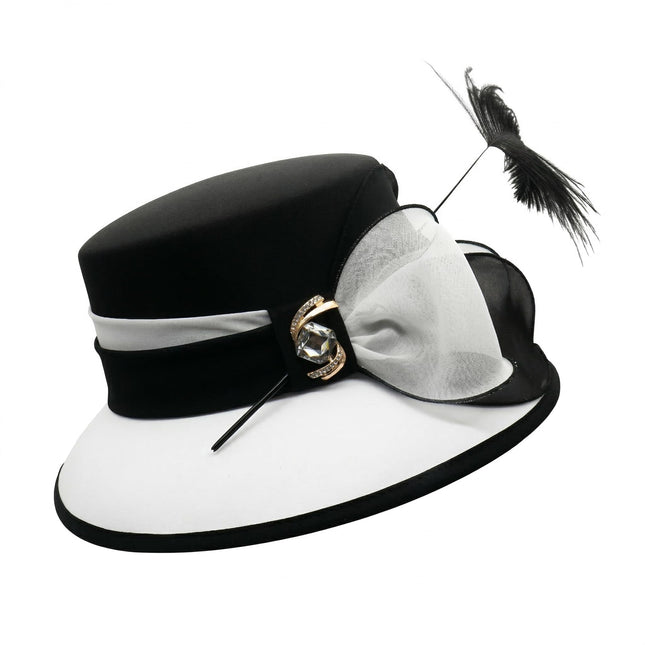 June'S Young Women Church Hats Formal Dress Derby Hats with Feather Elegant Buck