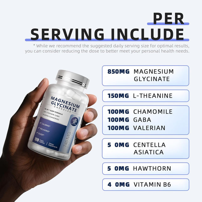 Magnesium Glycinate Supplement with L-Theanine, Chamomile & GABA Ã¢ÂÂ Supports