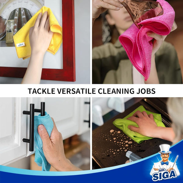 MR.SIGA Microfiber Cleaning Cloth, Pack of 24, Size:12.6" X 12.6