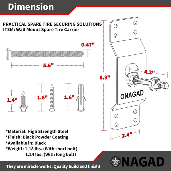 Wall Mount Spare Tire Holder Mount, Upgraded Spare Wheel Carrier, Spare Tire Mounting Bracket Rack for Enclosed Trailers, Cargo Race Box Trailers,