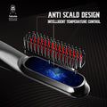 Heated Ionic Hair Straightening Brush for Men - 5 Temperature Settings, Anti-Scald, Beard Shaper & Travel Bag Black
