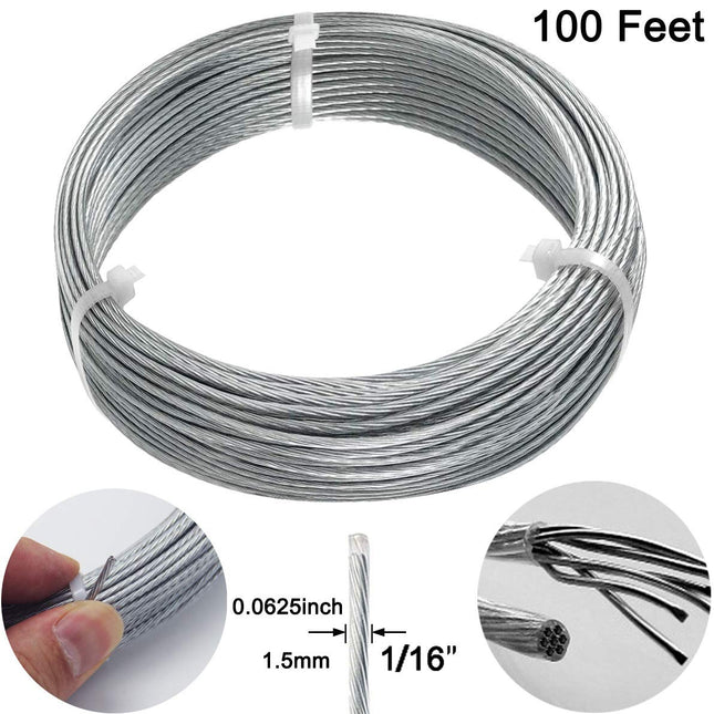 Vinyl Coated Picture Hanging Wire #4 100-Feet Braided Picture Wire Heavy,Supports up to 50Lbs for Photo Frame Picture,Ar