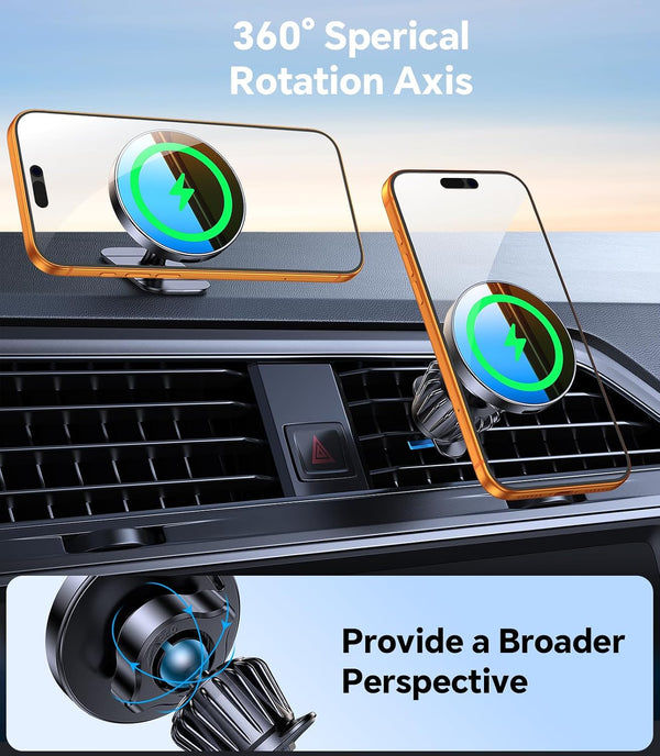 Kaistyle for MagSafe Car Mount Charger【Stronger Magnets】Magnetic Wireless Car Charger with Dashboard Pad Mounting Phone Holders for Your Car