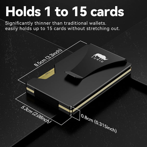 Card Wallet for Men Slim Minimalist: Metal Wallets with Money Clip - Rfid Thin Front Pocket Credit Card Holder - Gift for Men Husband Father at