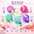 Bath Bombs Gift Set - 5 Large Fizzy Spa Bombs with 4 Scented Candles for Women - Moisturizing Bubble Bath with Essential Oils for Valentine's,