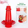 Fchstaer Plastic Hummingbird Feeders for Outdoors Hanging, 2 Pack 10 OZ Red Humming Bird Feeder with 6 Feeding Ports and Perch, Built-in Ant Moat,