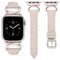 Minyee Leather Bands Compatible with Apple Watch Band 38/40/41/42/44/45/46/49mm Women, Slim Thin Dressy Designer Strap with C-Shape Metal Buckle