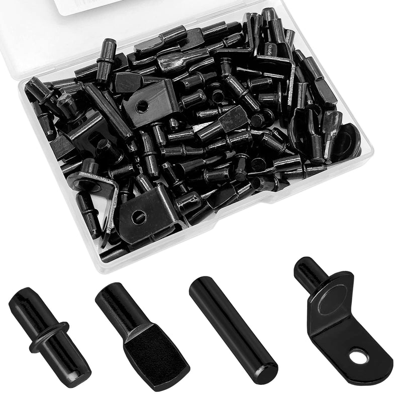 104Pcs Shelf Pins Pegs Kit,4 Styles Shelf Support Pegs,Bookshelf Pegs for Shelves,Cabinet Shelf Bracket Pegs Shelf Holders Pins for Kitchen