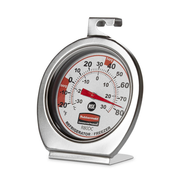 Rubbermaid Commercial Products Thermometer, Classic Large Mechanical Dial, Chrome, Extreme Temperature Range for Use in