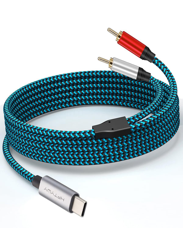 USB C to RCA Audio Cable 6.6FT, Type-C to 2 Male Y RCA Splitter, RCA to USB C Adapter Compatible with iPhone 16 15 Pro Max iPad Air Samsung Galaxy