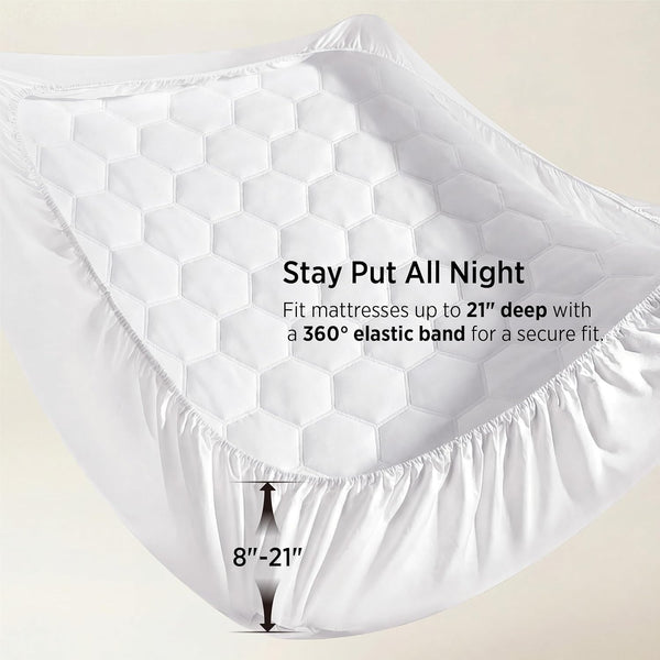 Bedsure Queen Mattress Pad - Quilted Fitted Mattress Topper Protector with 8-21 Inches Deep Pocket, Noiseless Breathable Bed Cover Padded, Machine