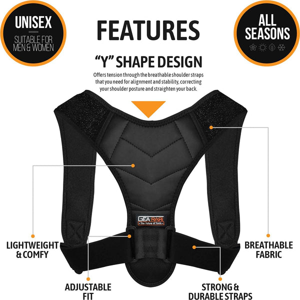 Posture Corrector for Men and Women, Upper Back Brace for Clavicle Support, Adjustable Back Straightener Belt and Providing Pain Relief from Neck,