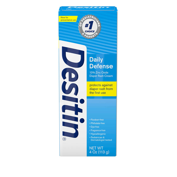 Desitin Daily Defense Baby Diaper Rash Cream with Zinc Oxide to Treat, Relieve & Prevent diaper rash, Hypoallergenic, Dye-, Phthalate- &