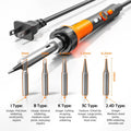 60W Adjustable Temperature Soldering Iron Kit - 9-in-1 With 5 Tips, Solder Wire Stand for Soldering and Repair Orange
