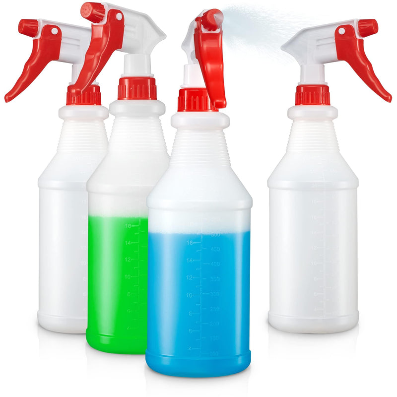 SUPER+ 4 Pack Plastic Spray Bottles 24 OZ Ã¢ÂÂ Leak Proof, Adjustable Nozzle, Empty Spray Bottles for Cleaning Solutions, Plants, Pet, or Diy Spray