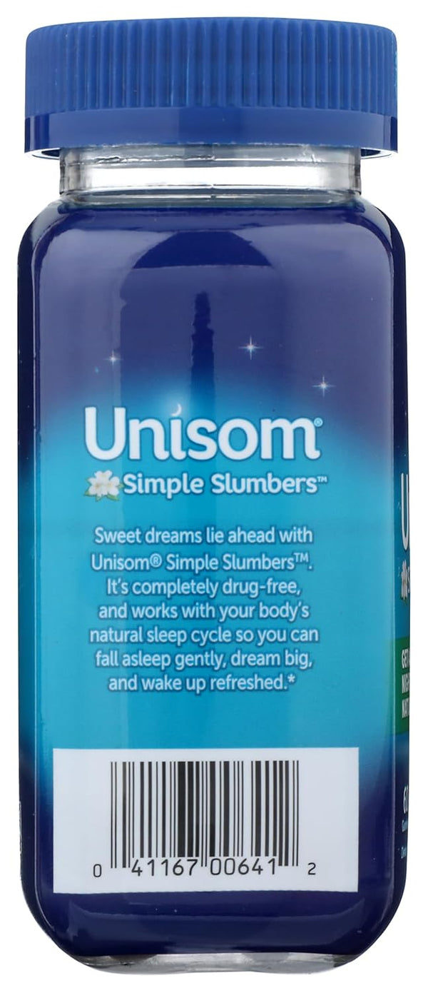 Unisom Simple Slumbers Drug Free Sleep Aid Gummies Melatonin 5mg Midnight Raspberry, Purple, 60 Count