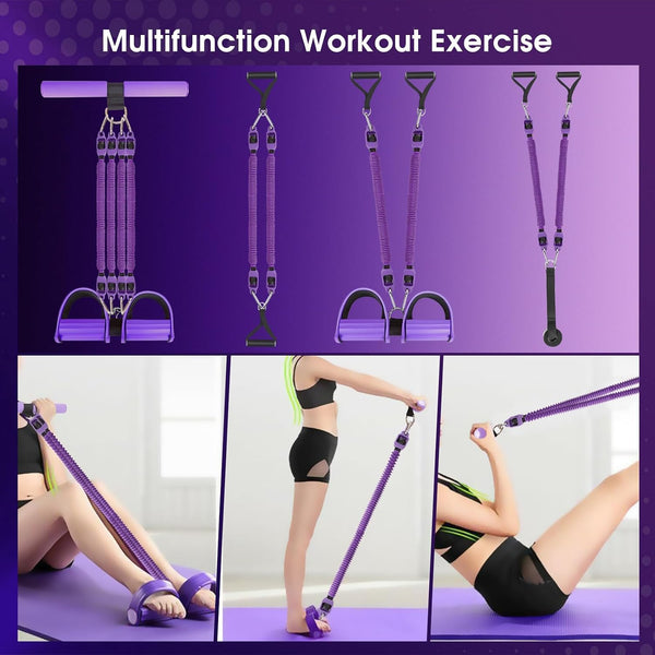 Upgrade Pedal Resistance Band, 4-Tube Elastic Sit Up Pull Rope for Men and Women,Pedal Puller for Strength Training,Foot Resistance Rope for