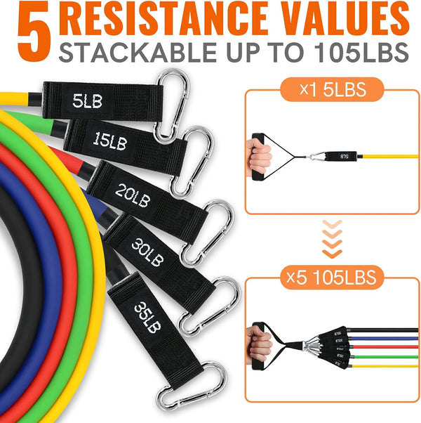 Aihoye Resistance Bands for Working Out, Exercise Bands with Handles, Stretch Bands for Exercise, Workout Bands with Door Anchors for Physical
