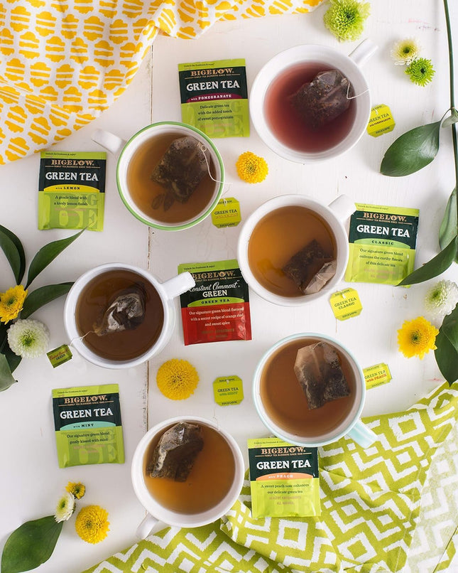 Bigelow Tea Green Tea Variety Pack, Classic Green Tea, Lemon, Pomegranate, Mint,