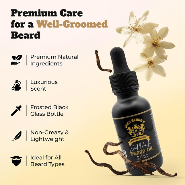Grey Beard'S Grooming Lounge - Wild Vanilla Beard Oil for Men -Eliminates Itch &