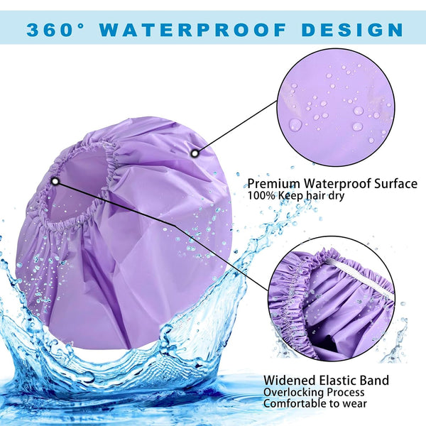 Jumbo Size Shower Cap 2 PCS Waterproof Shower Caps for Women, Extra Large Shower Cap, Reusable Super Large Bath Caps Hair Cap for Long Thick Curly