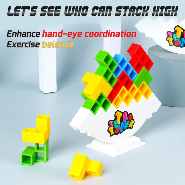 48 Pcs Tetra Tower Balance Stacking Blocks Game, Board Games for 2 Players+ Family Games, Parties, Travel, Kids & Adults