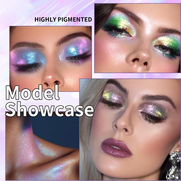 Multichrome Liquid Eyeshadow Set, 3 Colors Multi-Dimensional Eye Liner Makeup, High Pigment Waterproof Metallic Eyeshadow