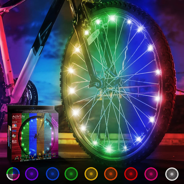 Activ Life LED Bike Wheel Lights with Batteries Included, Get 100% Brighter and Visible from All Angles for Ultimate Saf
