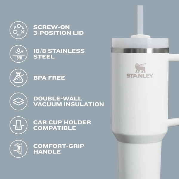 Stanley Quencher H2.0 Tumbler with Handle and Straw 30 Oz | Flowstate 3-Position Lid | Cup Holder Compatible for Travel | Insulated Stainless