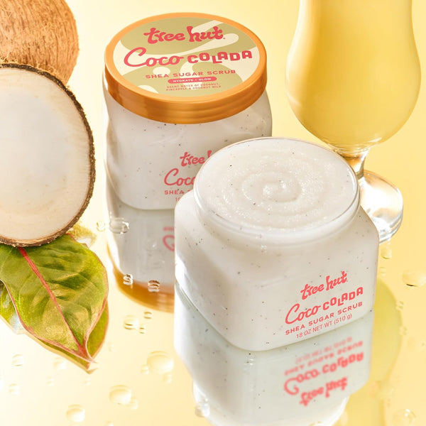 Tree Hut Shea Sugar Scrub Coco Colada, 18 Oz, Ultra Hydrating and Exfoliating Scrub for Nourishing Essential Body Care