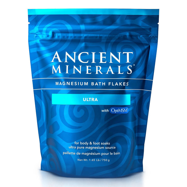 Ancient Minerals Magnesium Bath Flakes Ultra with Optimsm - Resealable Magnesium Bag of Zechstein Chloride Alternative t