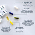 Planet 3 Vitamin Packs with Core Supplements | Heart, Eye and Immune Support with Elderberry Vitamin C and Zinc, Multivitamin, Omega 3, Vitamin D,