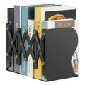 Olebes Adjustable Book Ends, Metal Non Skid Expandable Bookcase Bookend Stand Holder Book Storage Rack, Heavy Duty bookends for Shelf, Office