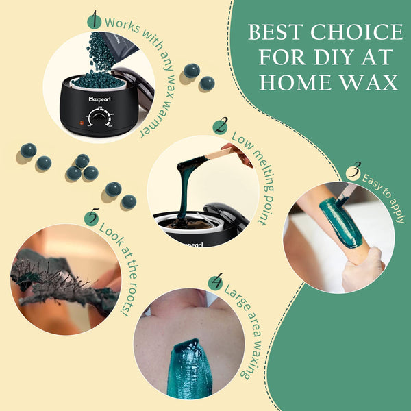 Maxpearl Wax Beads for for Brazilian/Coarse Hair, 10.5oz/300g, Dark Green