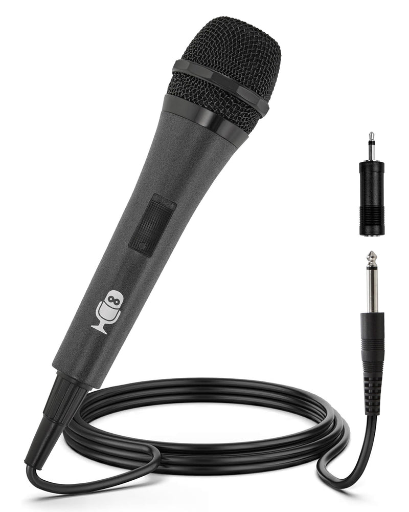 Singing Machine Wired Microphone for Karaoke, (Black) - Unidirectional Dynamic Vocal Microphone - Plug-In Microphone for Karaoke Machine, AMP, &