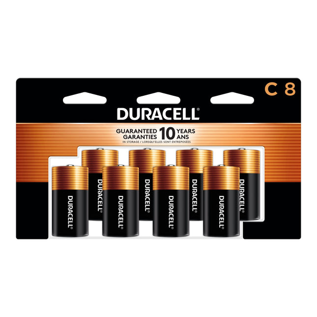 Duracell Coppertop C Batteries, 8 Count Pack, C Battery with Long-Lasting Power,