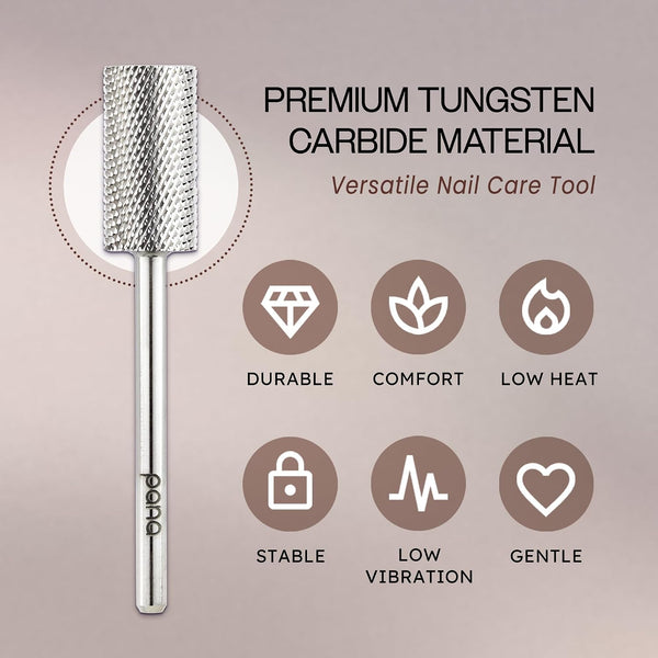 Pana 3/32" Flat Top Nail Carbide Bit - Silver Large Barrel Head (Grit: Fine - F) for Electric Dremel Drill Machine