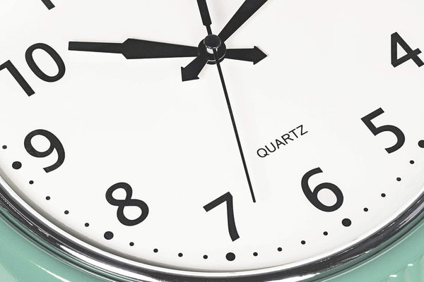 Bernhard Products Retro Wall Clock 9.5 Inch Green Kitchen 50's Vintage Design Round Silent Non Ticking Battery Operated Quality Quartz Clock