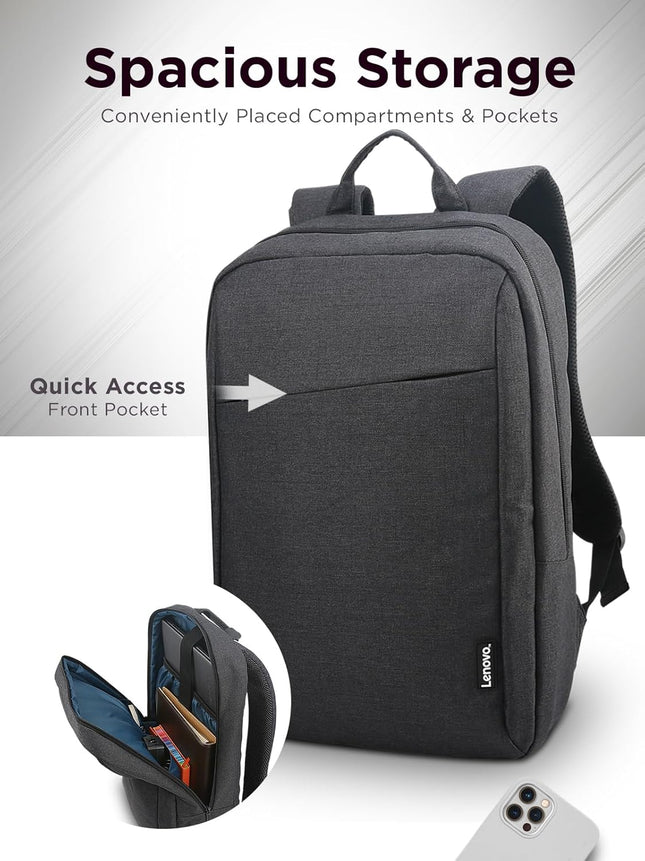 Lenovo Laptop Backpack B210, 15.6-Inch Laptop/Tablet, Durable, Water-Repellent, Lightweight, Clean Design, Sleek for Tra