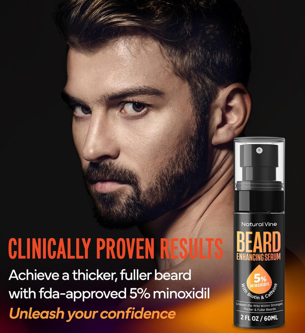 5% Minoxidil Beard Growth Oil for Men: Minoxidil for Men Beard Hair Regrowth Serum with Biotin and Caffeine - Unleash Your Wildness with Stronger