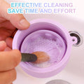 Makeup Brushes Cleaner Mat with Brush Storage Holder, Folding Portable Washing Tool for Makeup Brush Cleaning, 2 in 1 Silicone Brush Cleaner Pad &