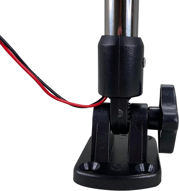 Pactrade Marine Boat Navigation Lights LED - 10.5 Inch White All-Round/Stern Light Pole (Folding Base, Surface Mount) - Boat Accessories for