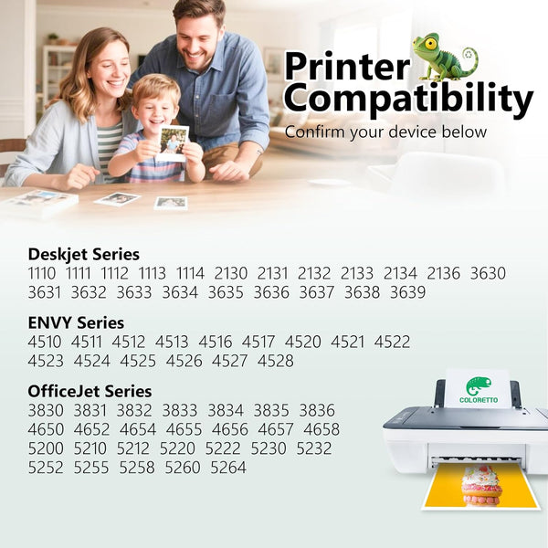 COLORETTO Remanufactured Printer Ink Cartridge Replacement for HP 63XL to use with Envy 4520 4516 Officejet 5255 5258 DeskJet 1112 3632 3639 1112