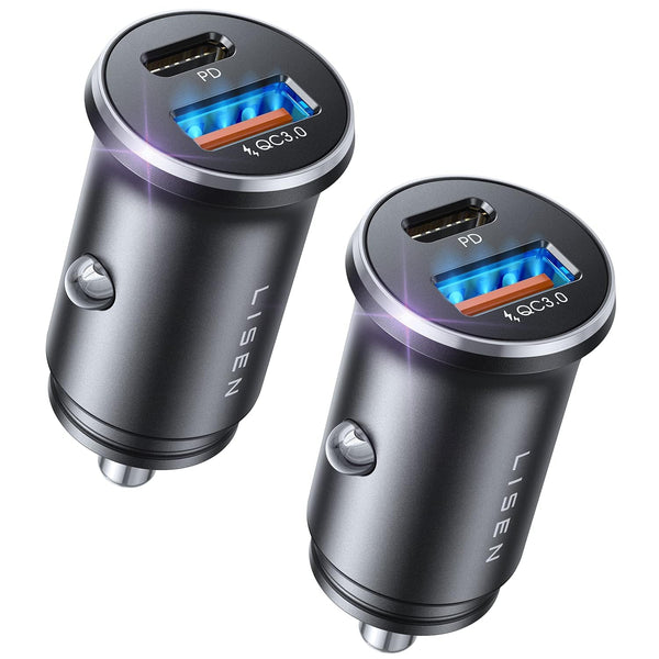 LISEN Car Charger USB C, 69W Cigarette Lighter USB Charger Adapter, Car Accessories Gifts for Men, Mini USBC Cars Fast Charging Adapter USBC Type